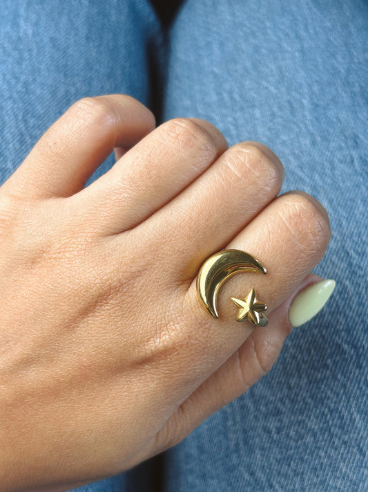 Moon & Star Ring